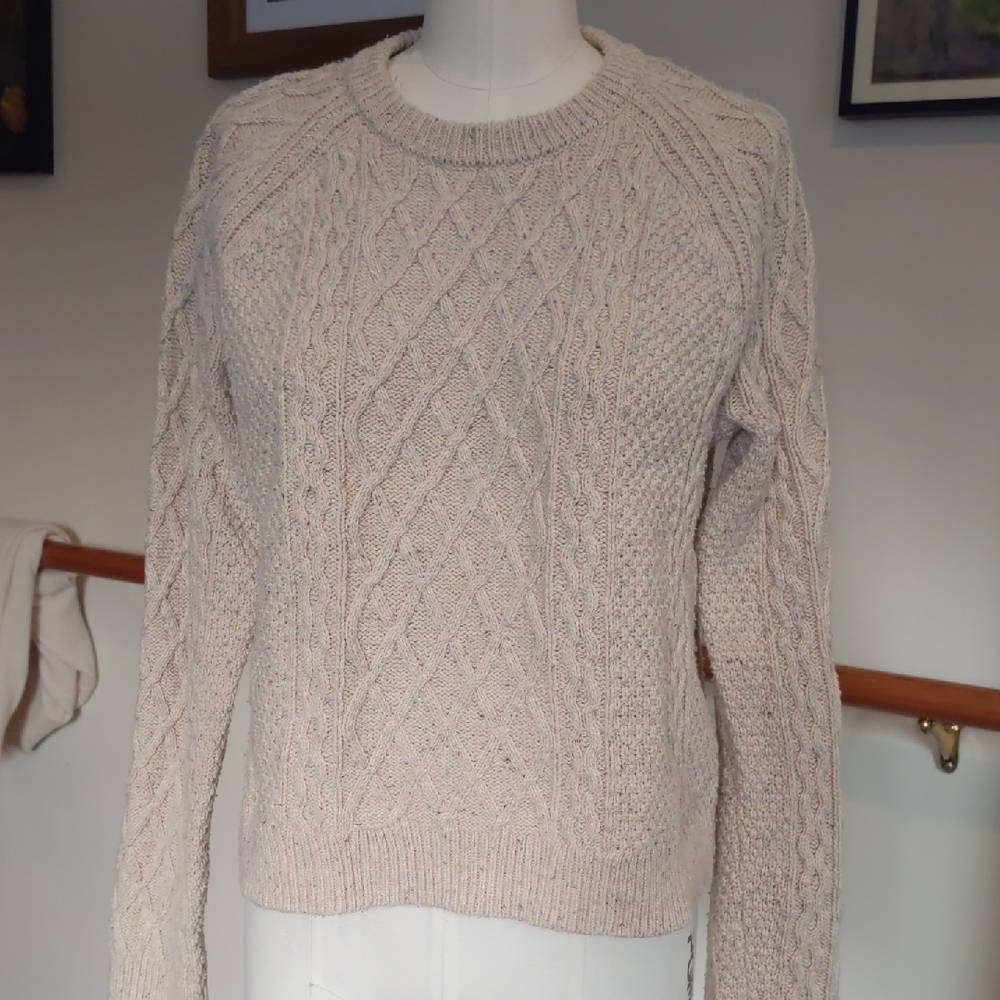 J. Crew Factory Textured Knit Sweater in Cream